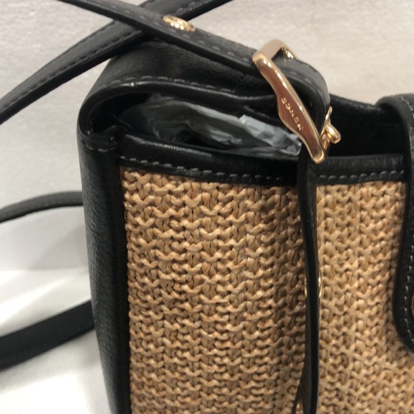 Coach Hadley Mini Straw Woven and Pebbled Leather Crossbody Bag EUC - Picture 3 of 11